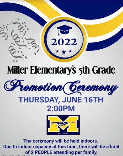 5th Grade Promotion Ceremony Thursday at 2pm