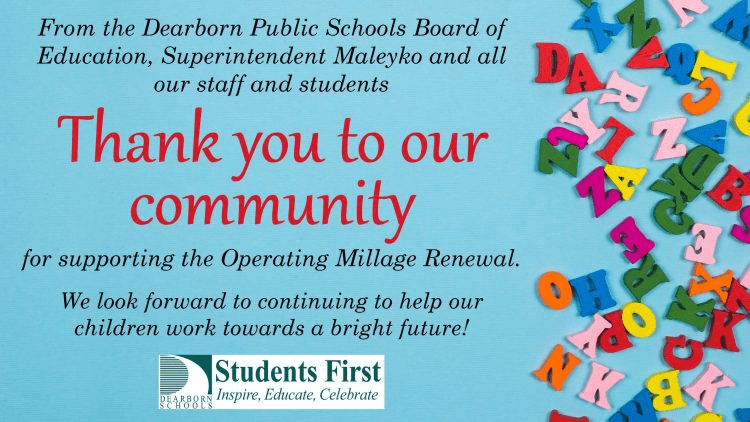Thank you for Supporting the Operating Millage Renewal