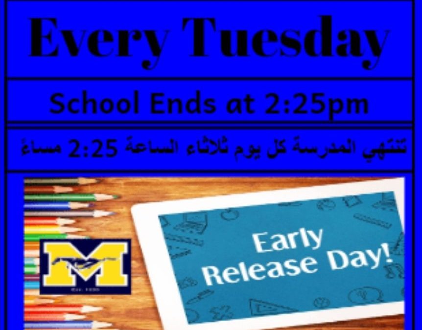 Reminder: Early Release Tomorrow