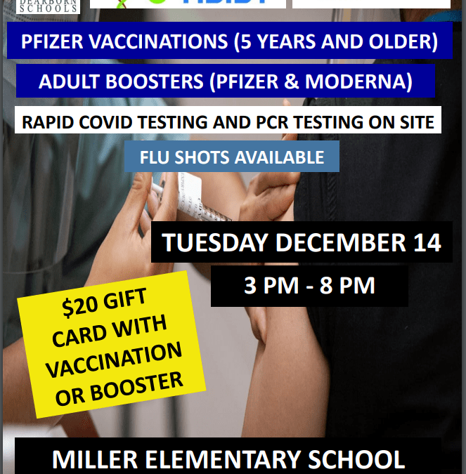 Vaccination Clinic Tuesday at Miller 3pm-8pm