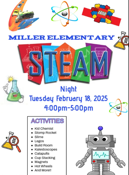S.T.E.A.M. Night @ 4:00 p.m. – Please join us at Miller