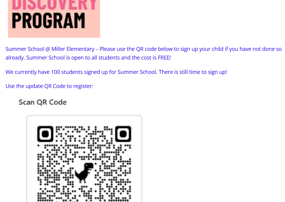 Summer School @ Miller Elementary School…